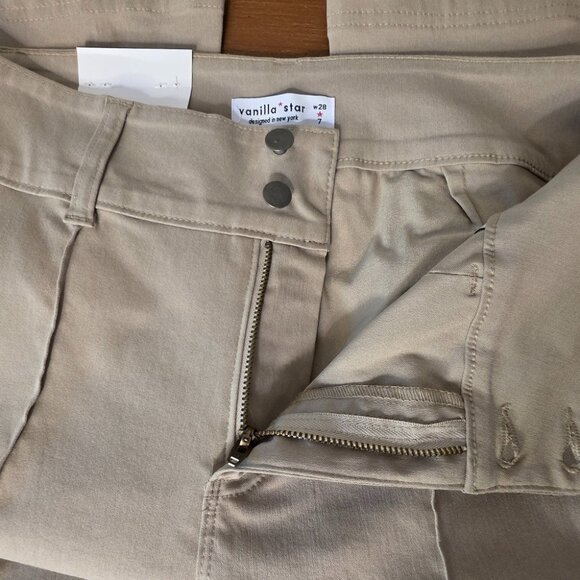 Vanilla Star Beige Pintuck Flare Pants W28/7 Rayon/Nylon/Spandex Blend - Picture 11 of 11